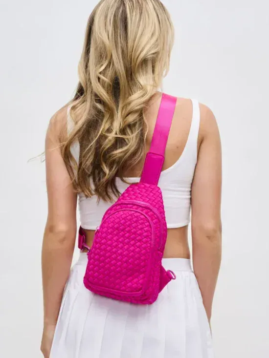 Sol and Selene Beyond The Horizon Neoprene Sling Backpack in Fuchsia