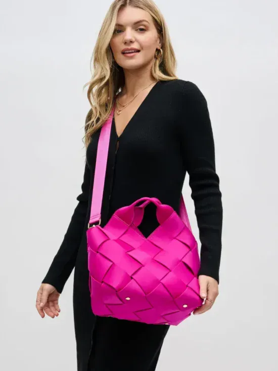 Sol and Selene Resilience Woven Neoprene Tote in Fuchsia