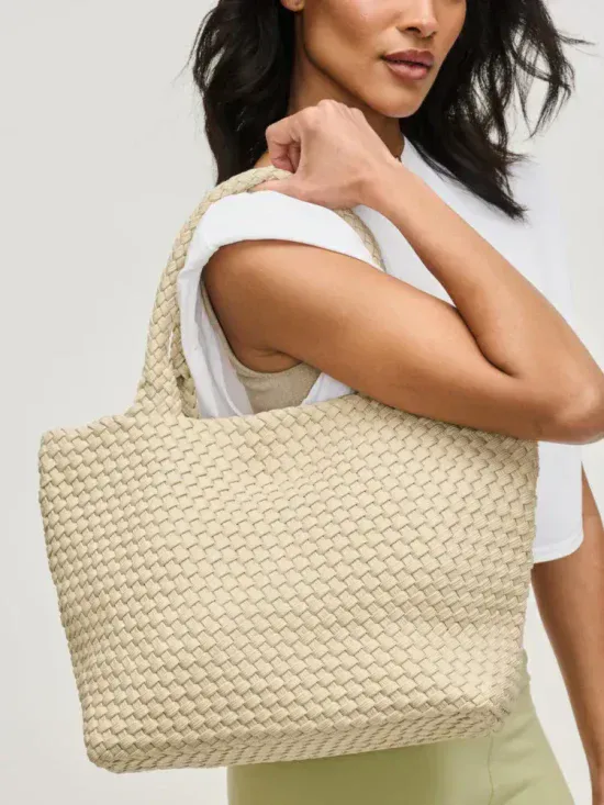 Sol and Selene Sky's The Limit Medium Laced Up Eco-Edition Tote in Beige
