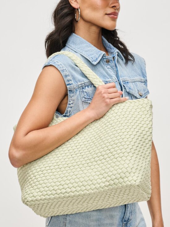 Sol and Selene Sky's The Limit Medium Laced Up Eco-Edition Tote in Pistachio