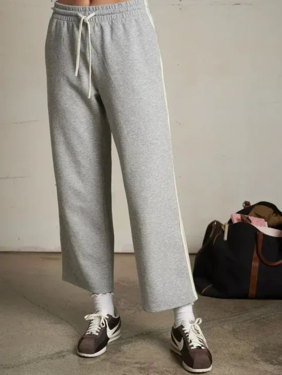 Perfect White Tee Claud Cropped Travel Track Pant in Heather Grey