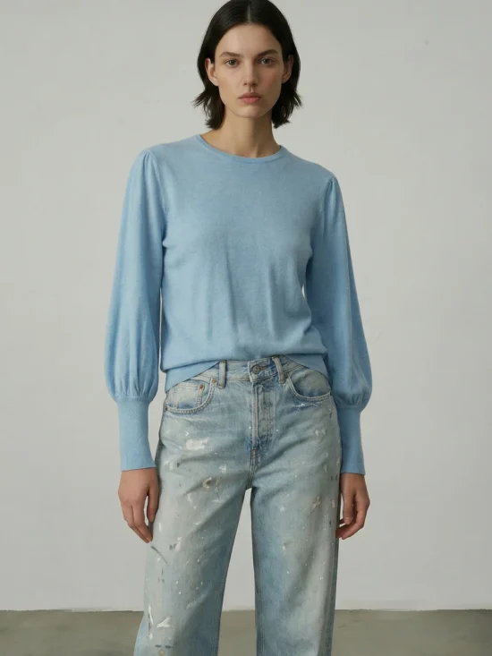 Aleger Always Bell Sleeve in Pale Blue