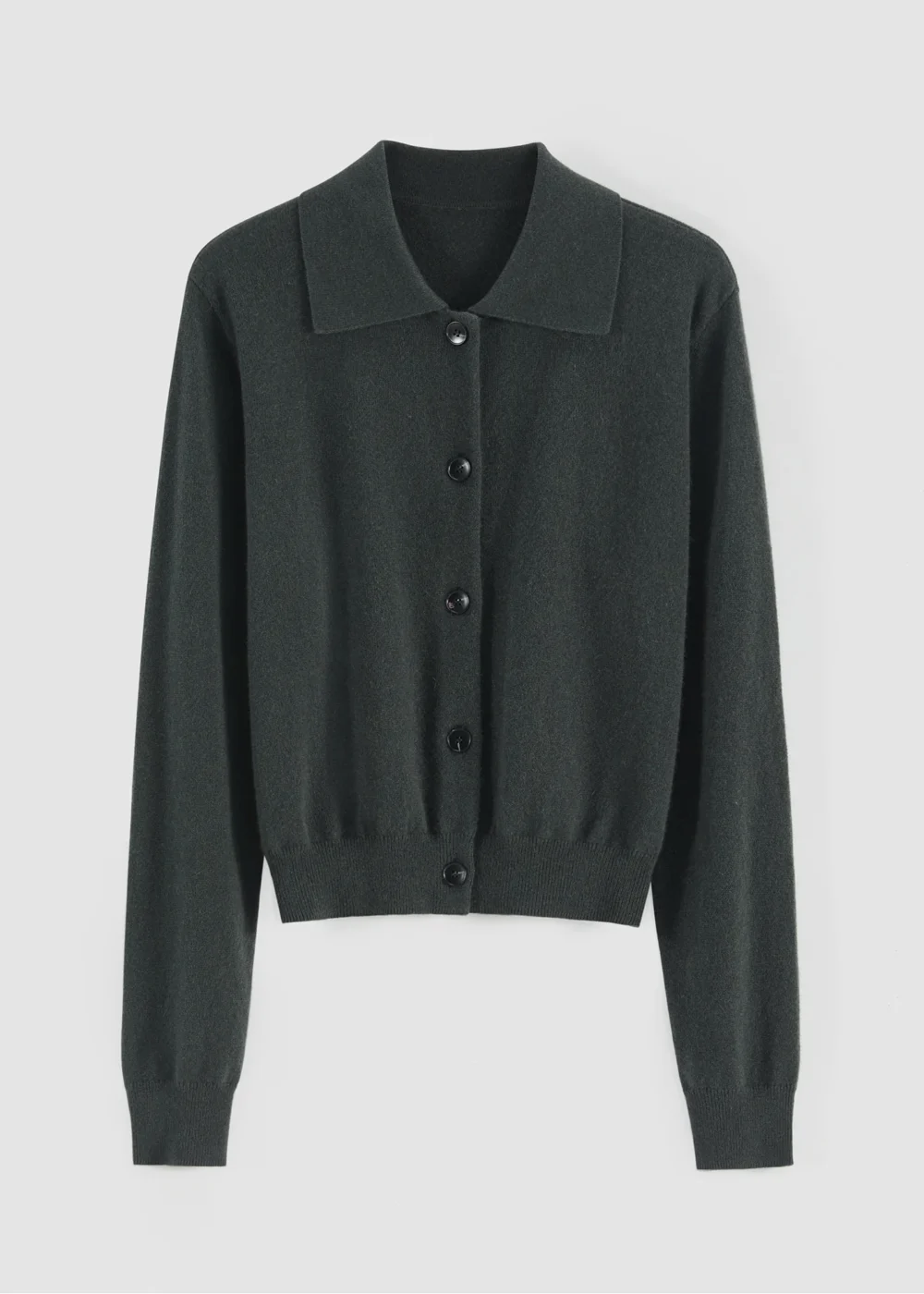 Aleger Cashmere Blend Collared Cardi Kale - Image 3