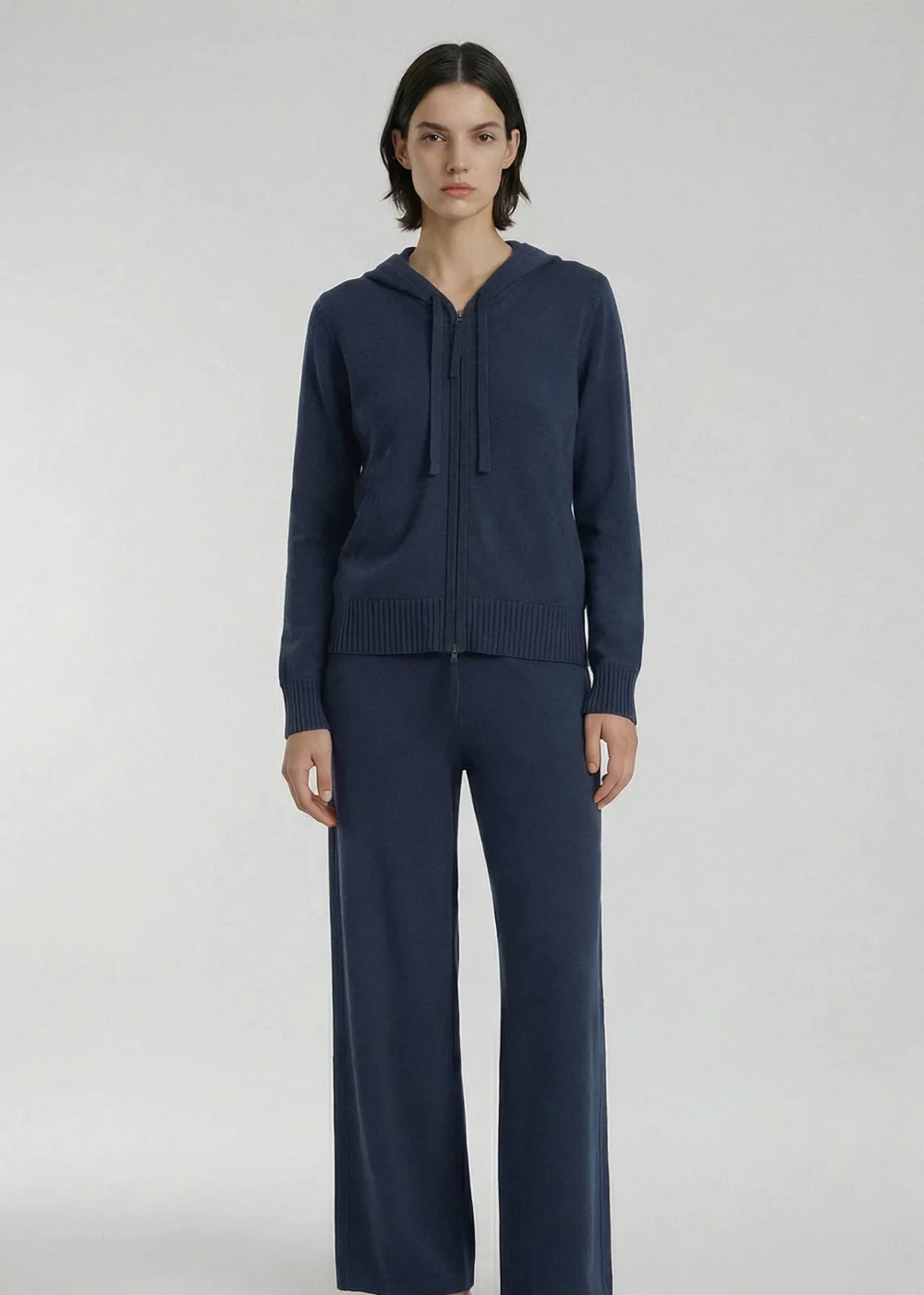 Aleger Cashmere Blend Weekend Hoody Storm Blue