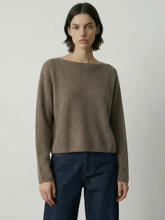 Aleger Clouded Silk Blend Top in Beaver