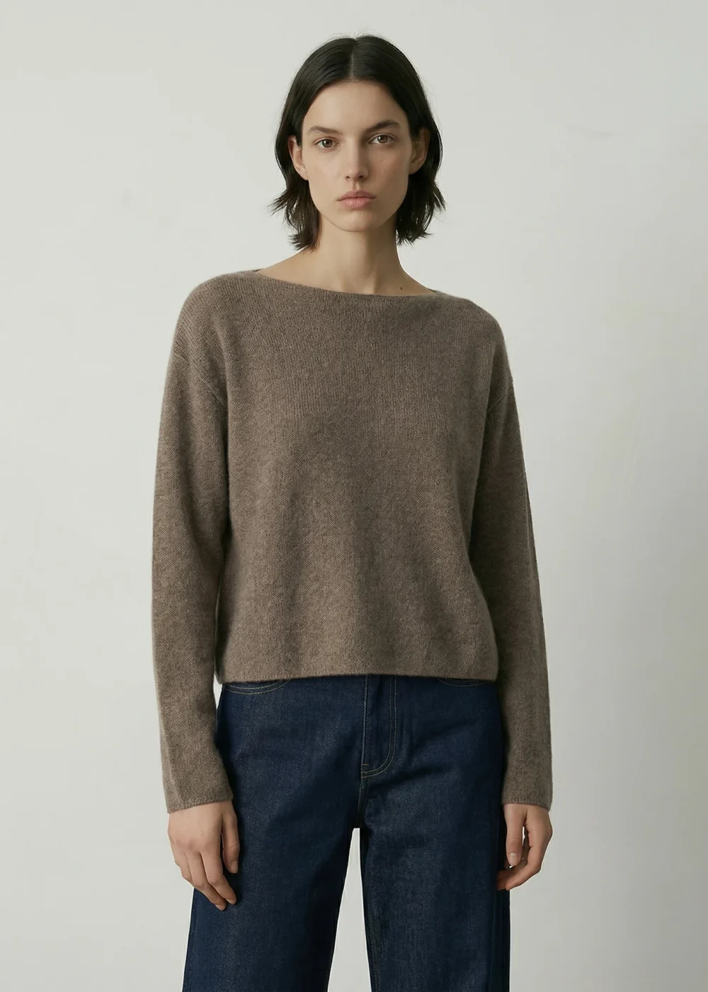 Aleger Clouded Silk Blend Top in Beaver