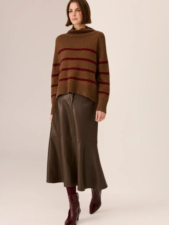 Astor Stripe Knit Toffee Wine 2