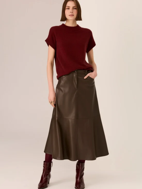 POL Clothing Astor Turtleneck Knit Top Wine