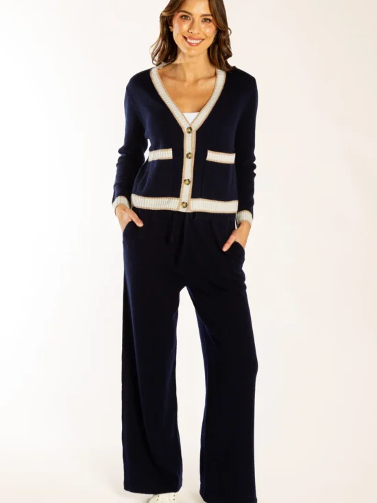 Bow & Arrow Merino Cashmere Blend Cardigan Navy
