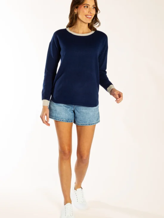 Bow & Arrow Ink Blue Swing with Oatmeal Contrast Knit