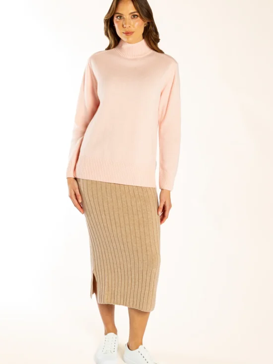 Bow & Arrow Baby Pink Polo Neck Knit