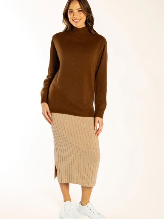 Bow & Arrow Chocolate Polo Neck Knit