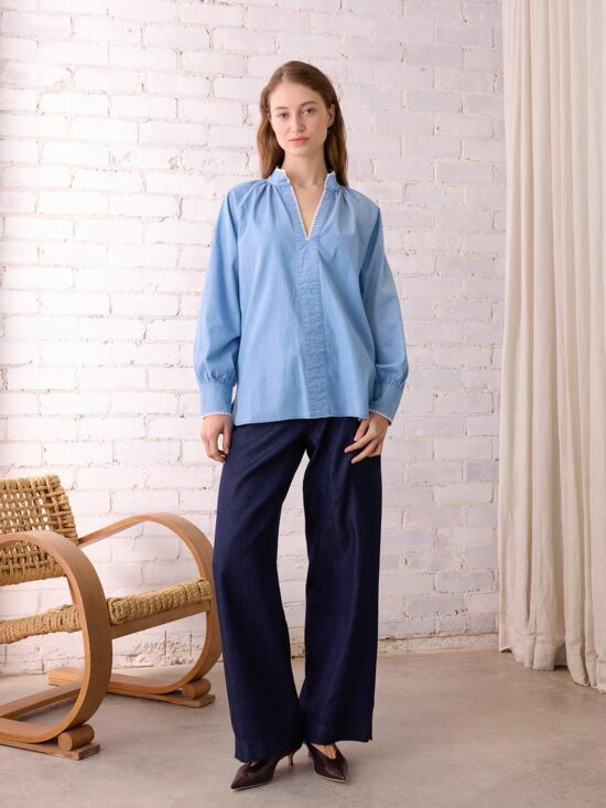 The Dreamer Label Chloe Light Denim Blouse