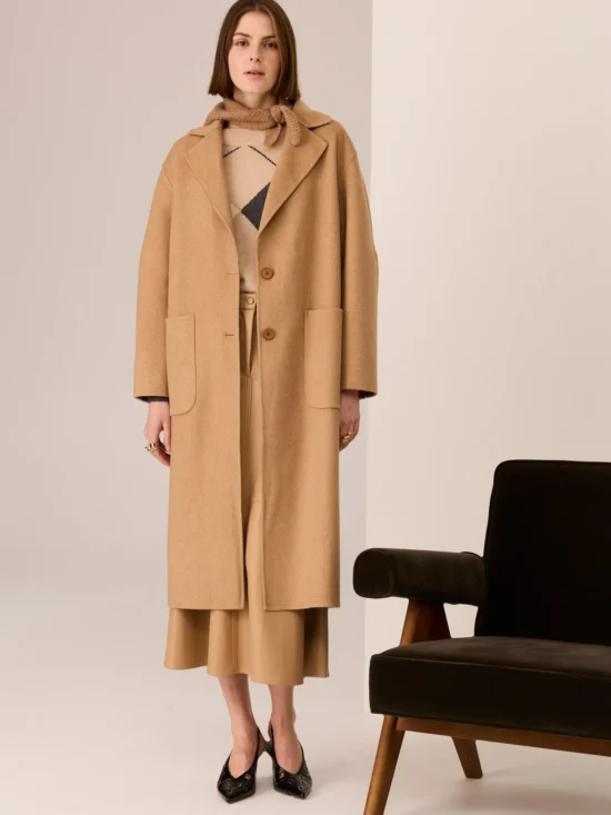 POL Clothing Cohen Long Wool Coat Camel
