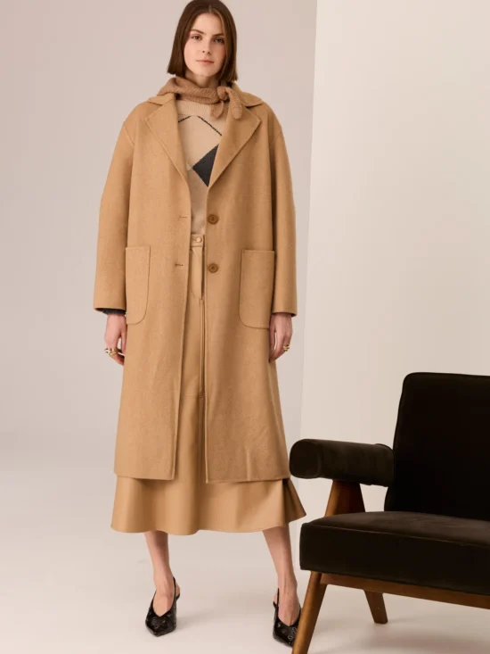 Cohen Long Wool Coat Camel 2