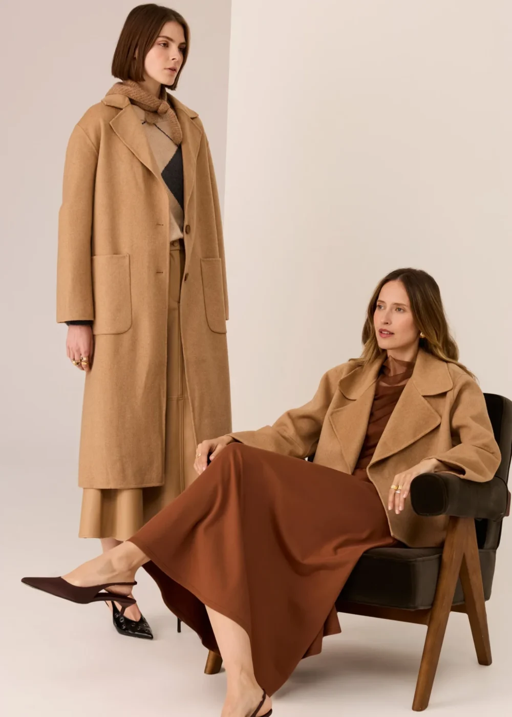 POL Clothing Cohen Long Wool Coat Camel - Image 3