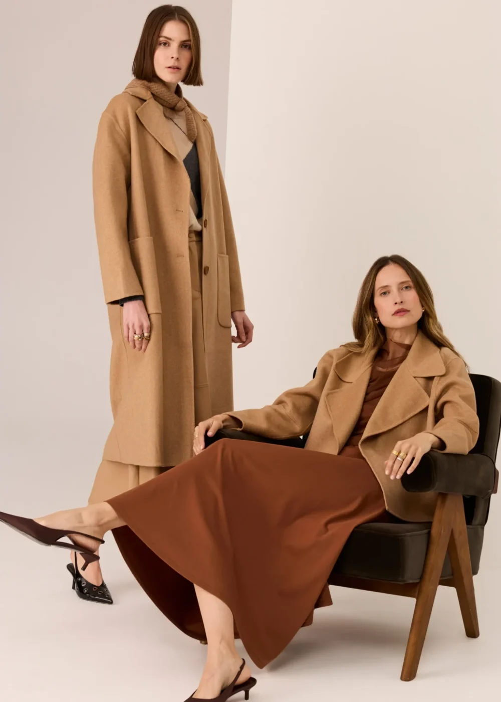 POL Clothing Cohen Long Wool Coat Camel - Image 4