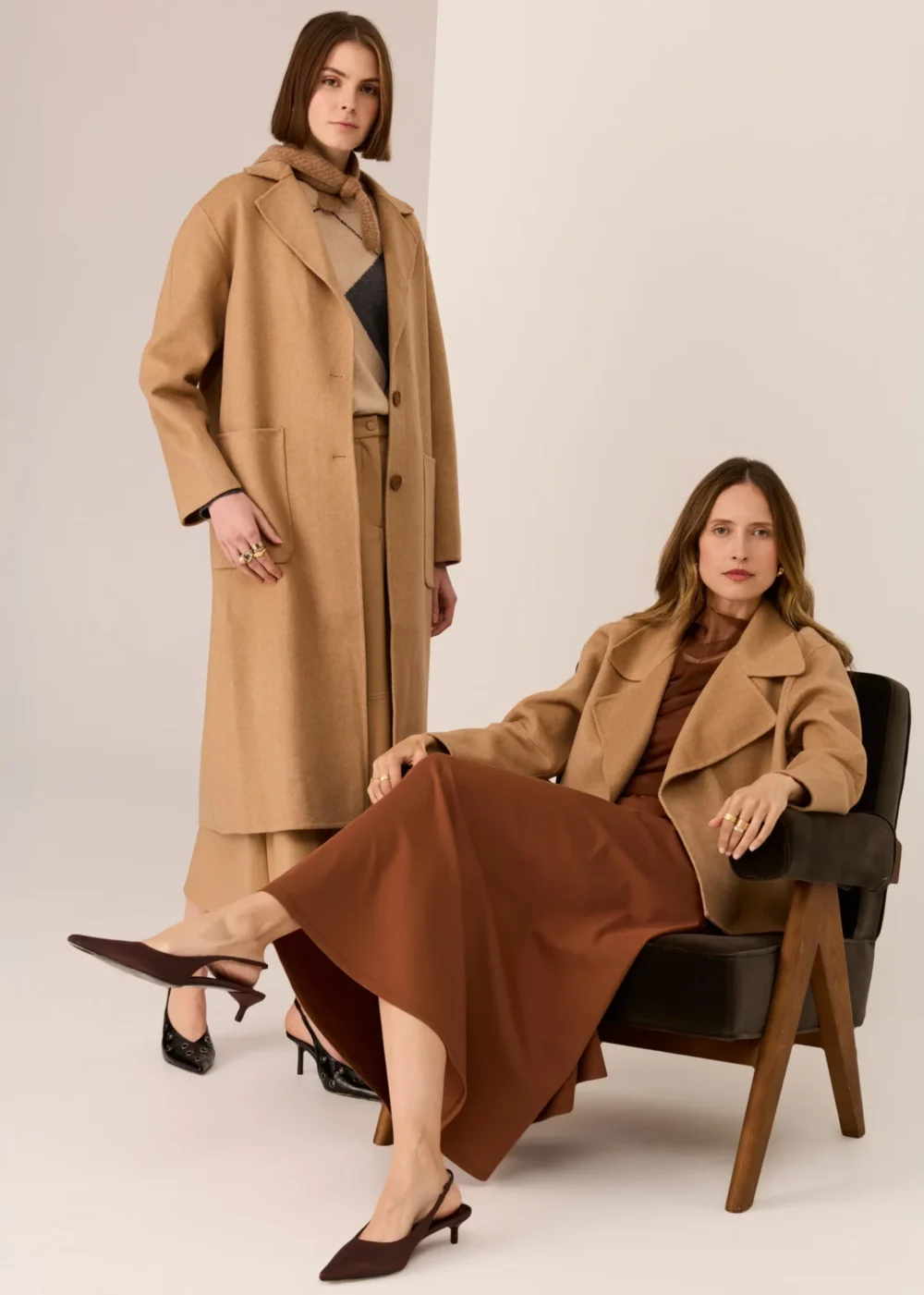POL Clothing Cohen Long Wool Coat Camel - Image 5