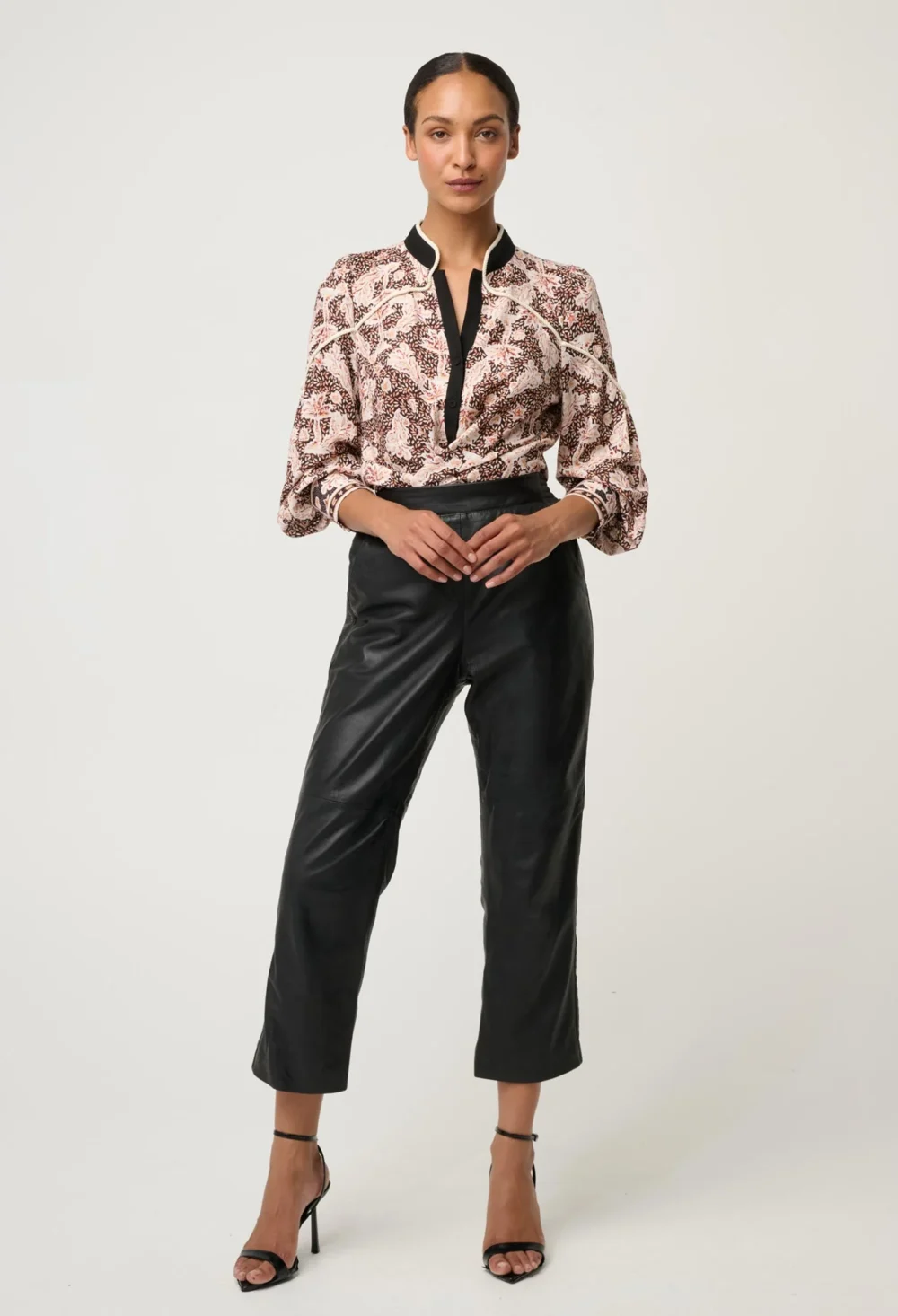 Once Was Harley Linen Viscose Rope Trim Shirt in Russet Palm - Image 2
