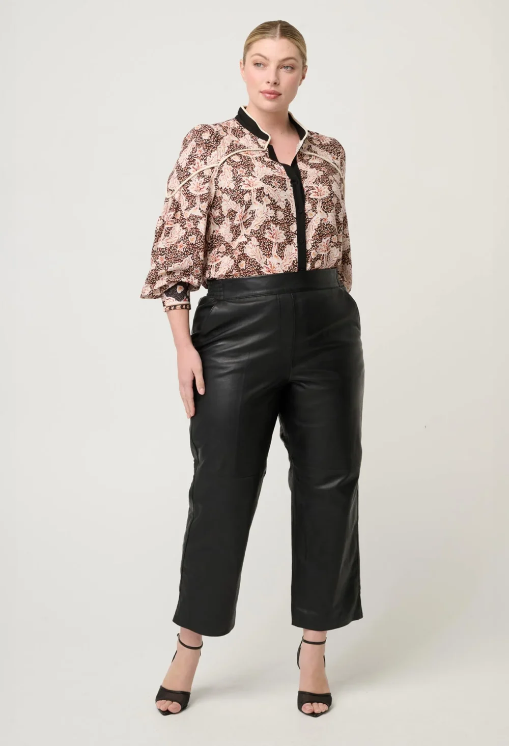 Once Was Harley Linen Viscose Rope Trim Shirt in Russet Palm - Image 6