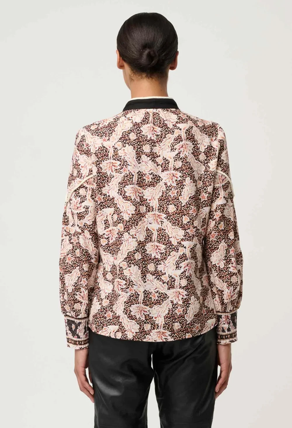 Once Was Harley Linen Viscose Rope Trim Shirt in Russet Palm - Image 5