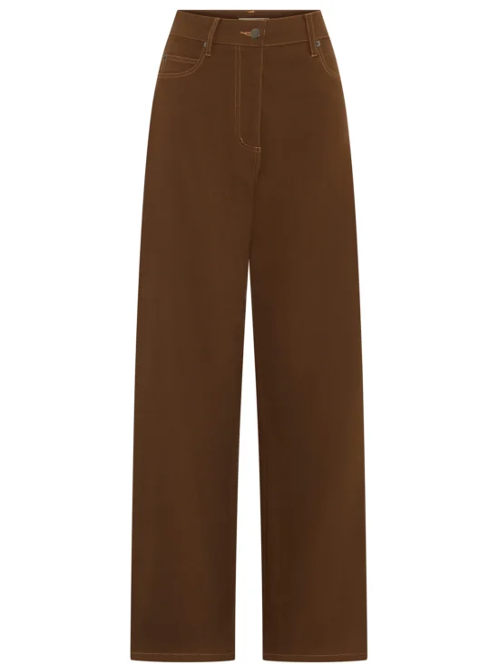 POL Clothing Lana Wide Leg Jean Chocolate