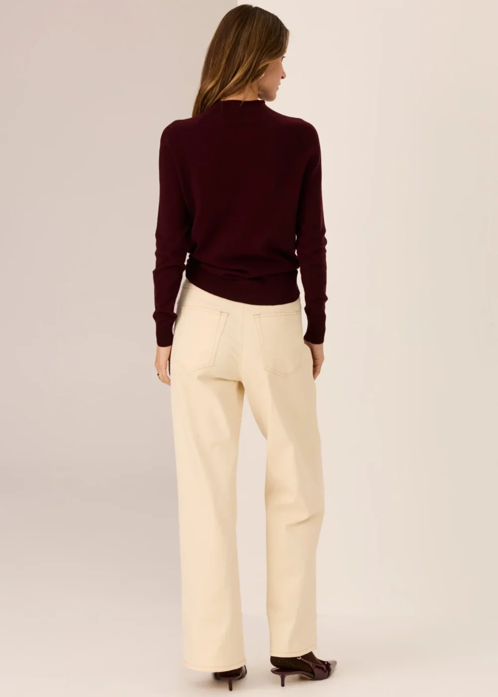 POL Clothing Lana Wide Leg Jean Ivory - Image 4