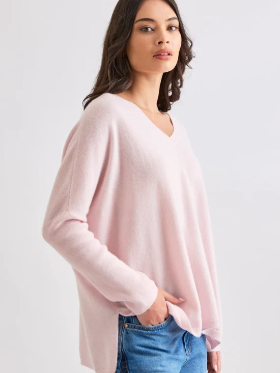 Mia Fratino Margot Vee Cashmere Sweater Marshmellow