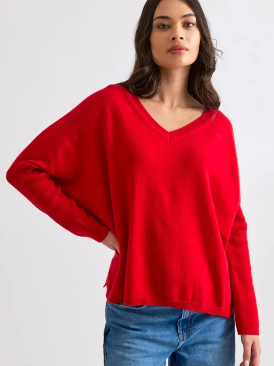 Mia Fratino Margot Vee Cashmere Sweater Poppy
