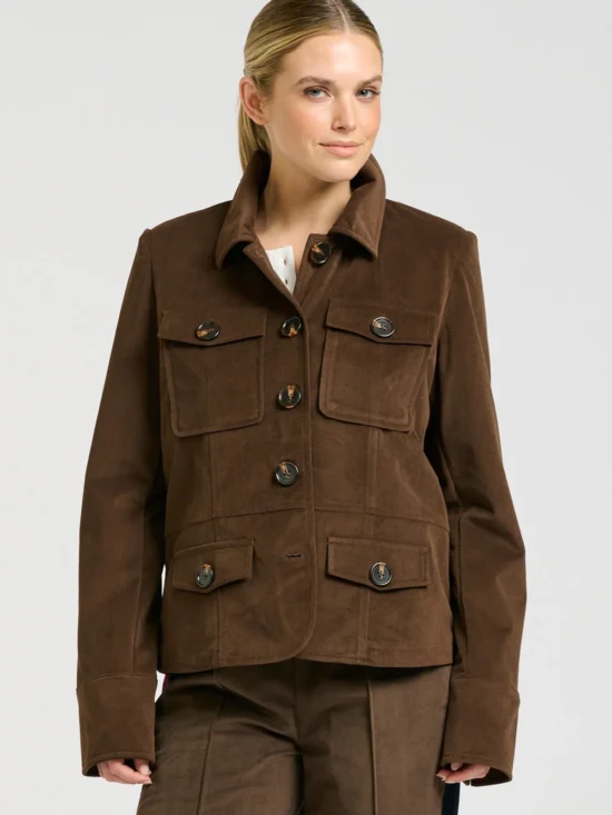 Shirty Hemming Velvet Twill Jacket Chocolate