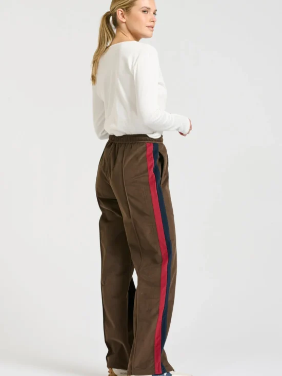 Shirty Lucile Velvet Twill Pant Chocolate with Navy Ruby Stripe