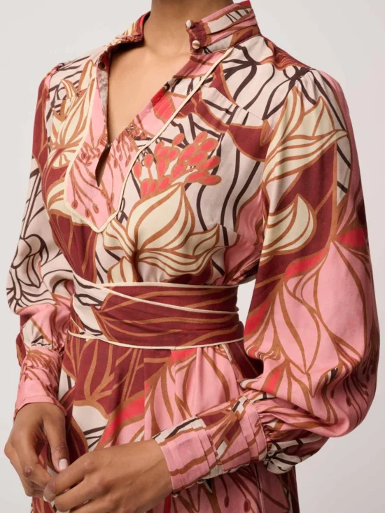 Edith Viscose Blend Printed Column Midi Dress in Cathedral Botanic 7