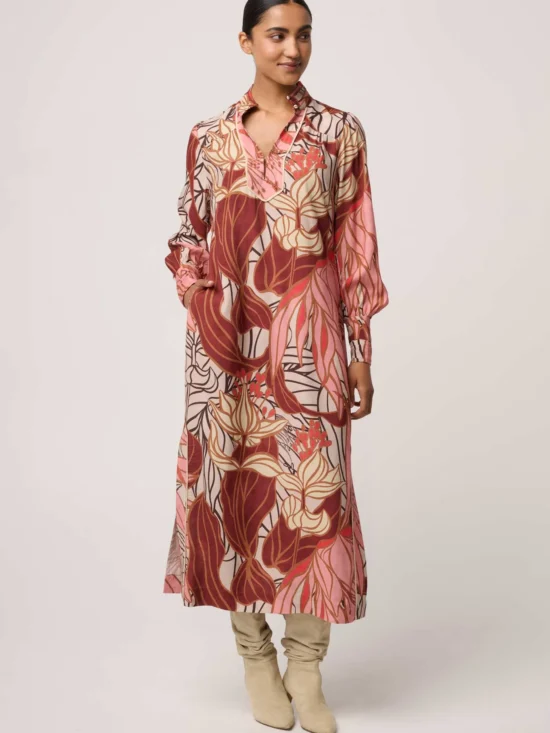 Once Was Edith Viscose Blend Printed Column Midi Dress in Cathedral Botanic