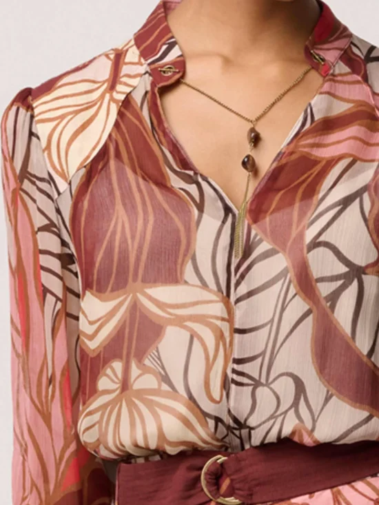Freya Sheer Viscose Blouse with Embellished Neck Detail in Cathedral Botanic 7
