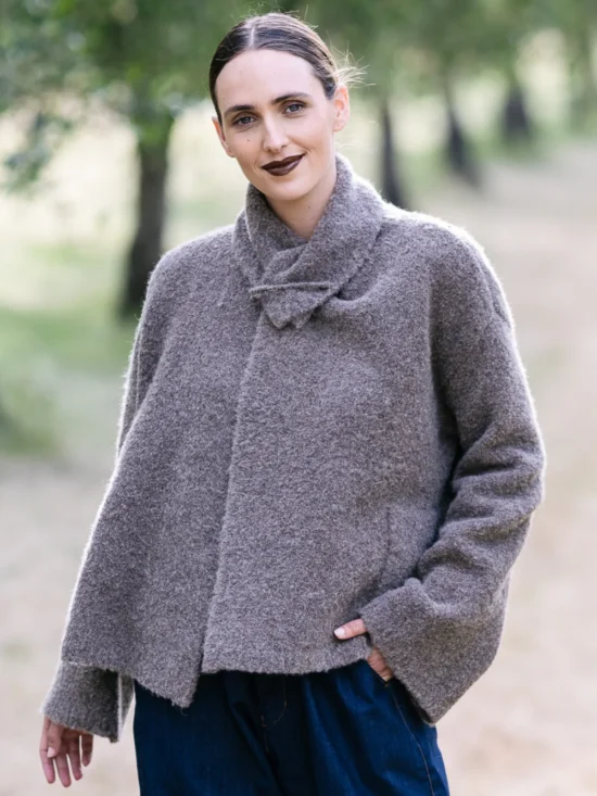 M.A.Dainty Shetland Cardigan Knit in Bark
