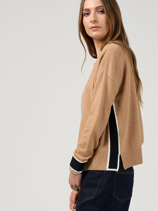 MSK2618 College Sweater Camel Black Stripe RRP 329