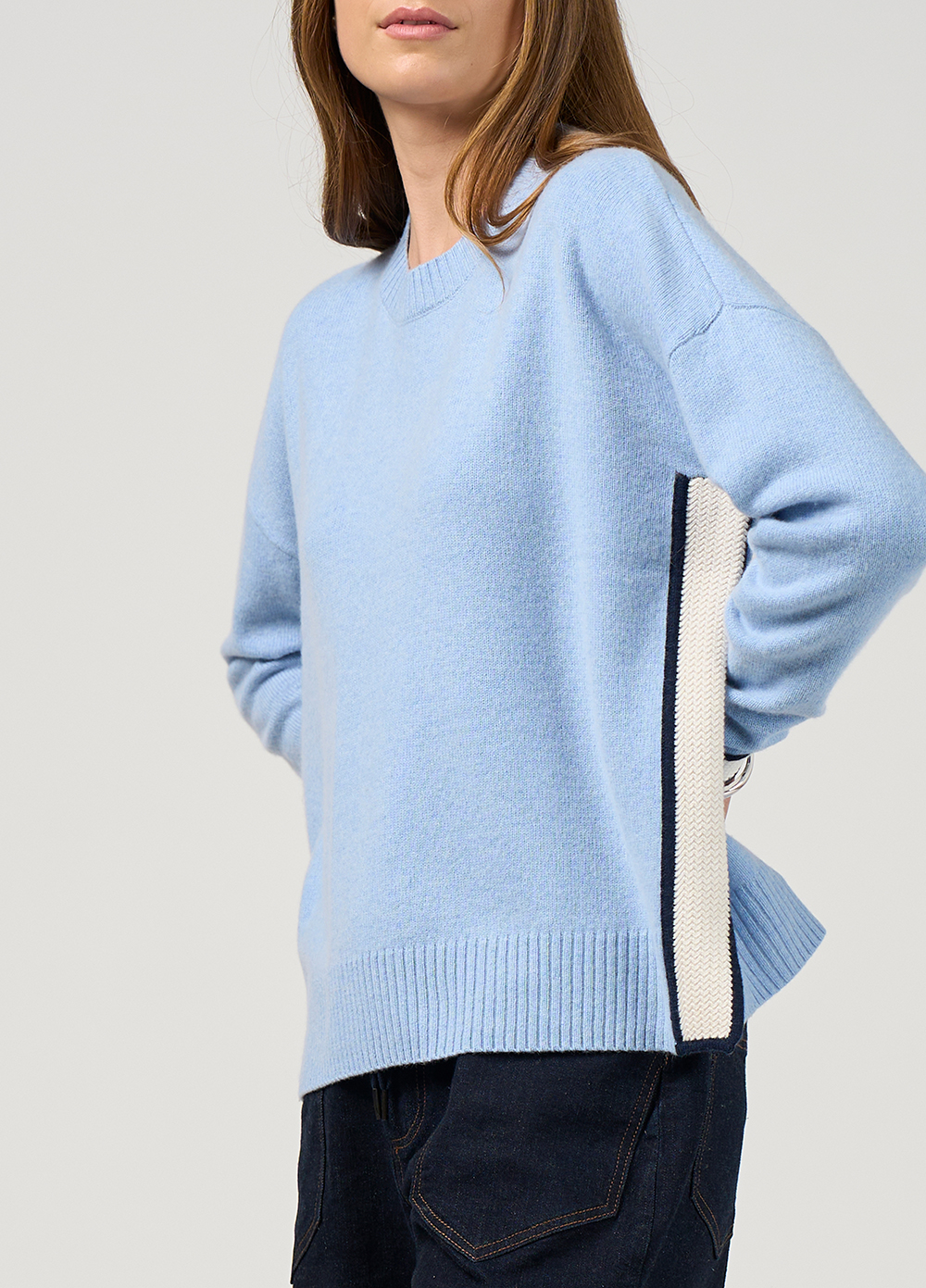 Madly Sweetly College Sweater in Sky Winter White - Image 2
