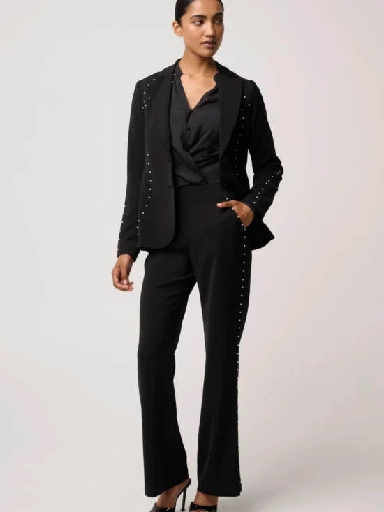Marcela Pearl Embellished Blazer in Black 3