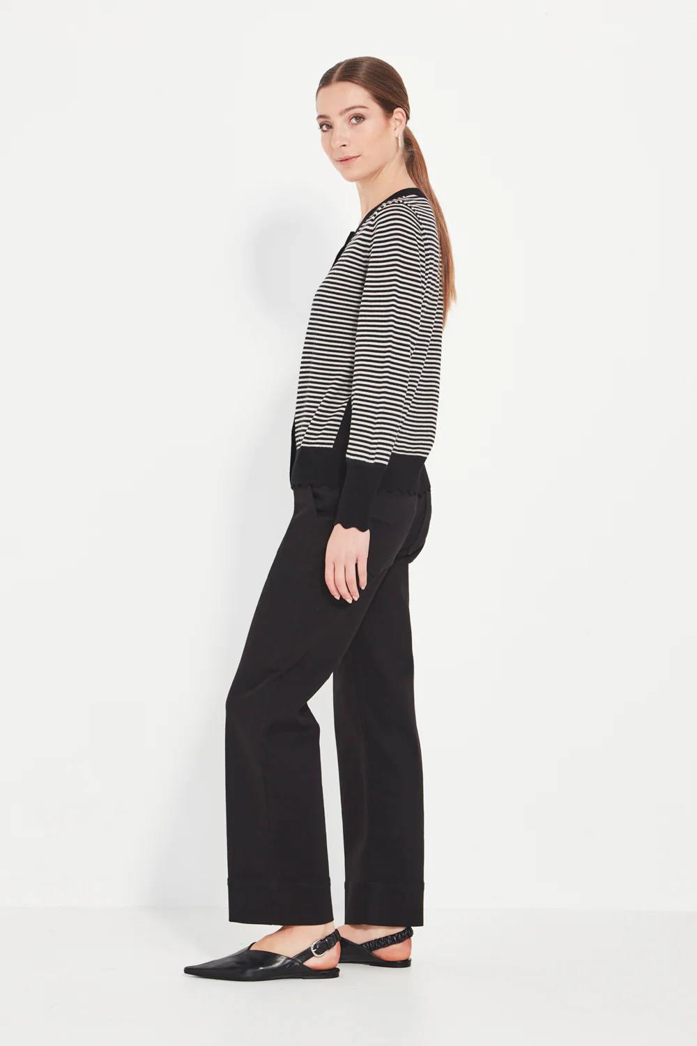 Verge Marcella Cardi in Black Chalk Stripe - Image 2