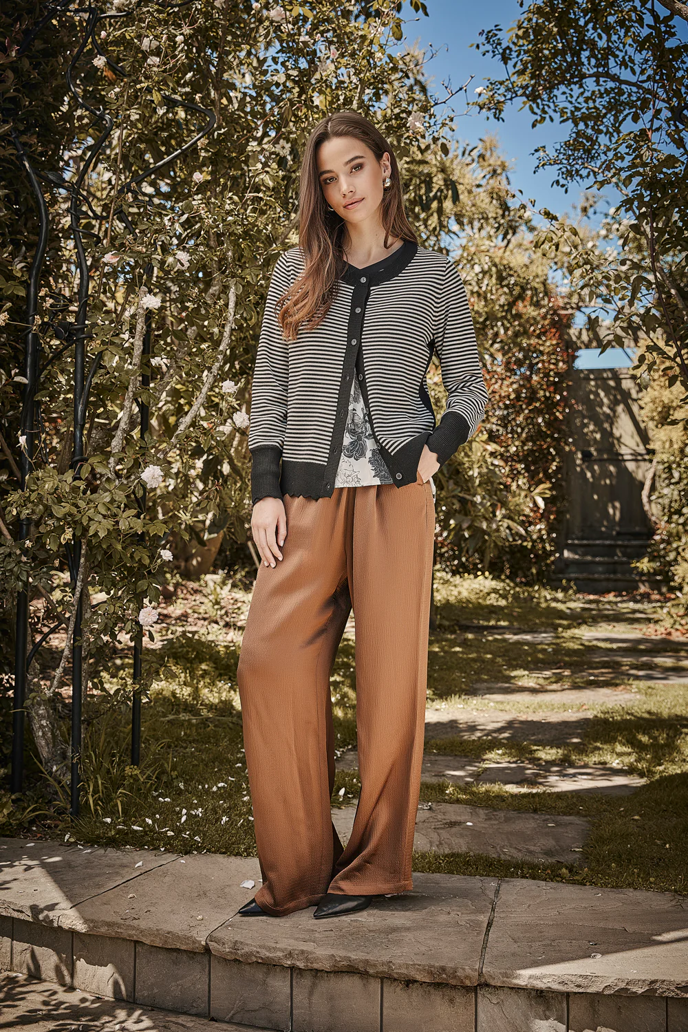 Verge Marcella Cardi in Black Chalk Stripe - Image 4