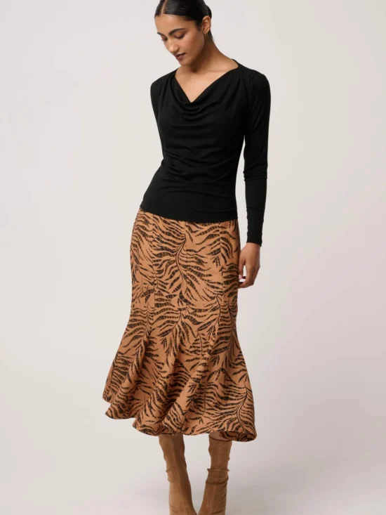 Once Was Milda Lyocell Stretch Cowl Top in Black