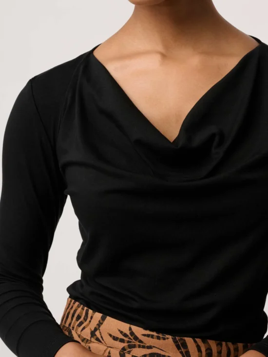 Milda Lyocell Stretch Cowl Top in Black 6