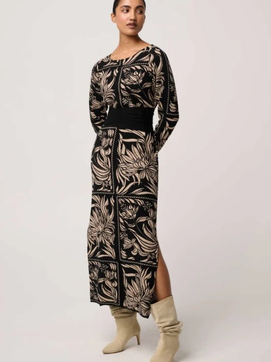 Once Was Wanderer Merino Wool Blend Floral Knit Dress in Flora Deco