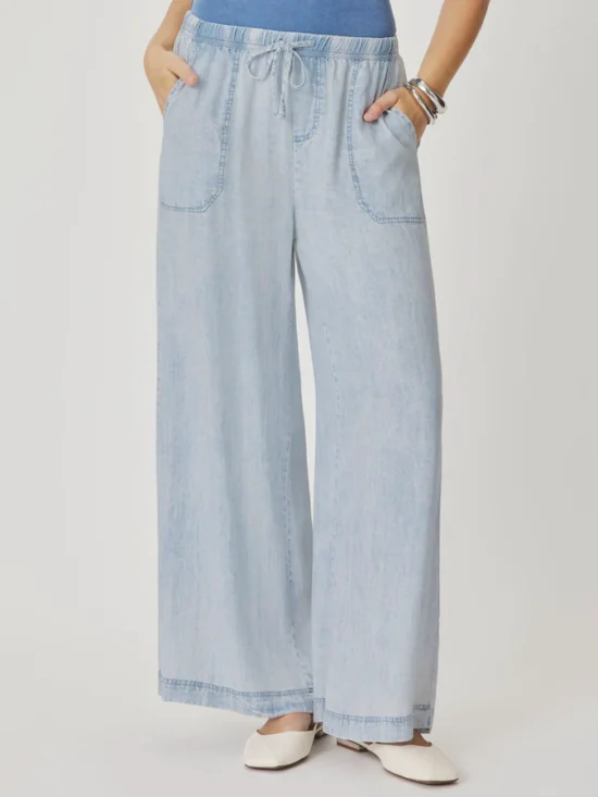 Angie Bleached Indigo Palazzo Pant