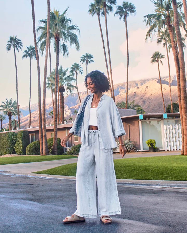 Angie Bleached Indigo Palazzo Pant