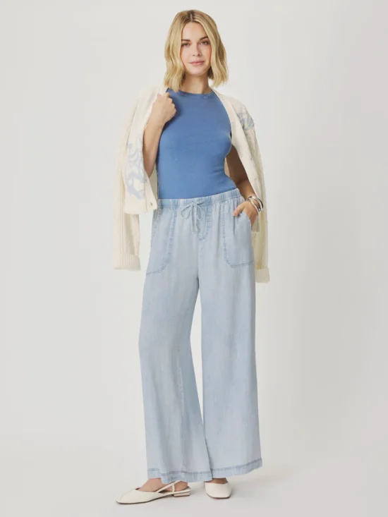 Angie Bleached Indigo Palazzo Pant