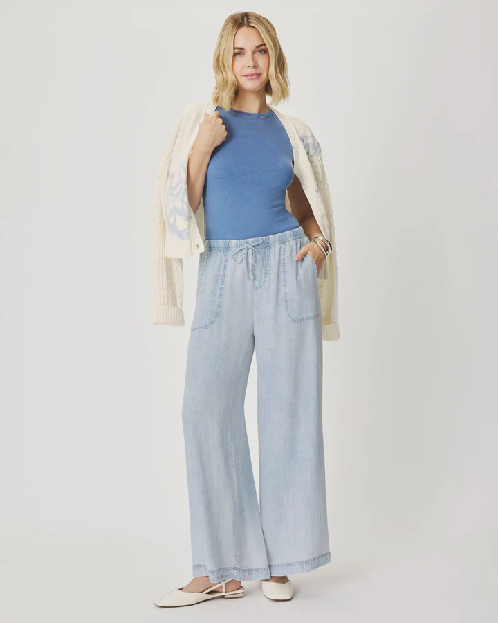 Angie Bleached Indigo Palazzo Pant