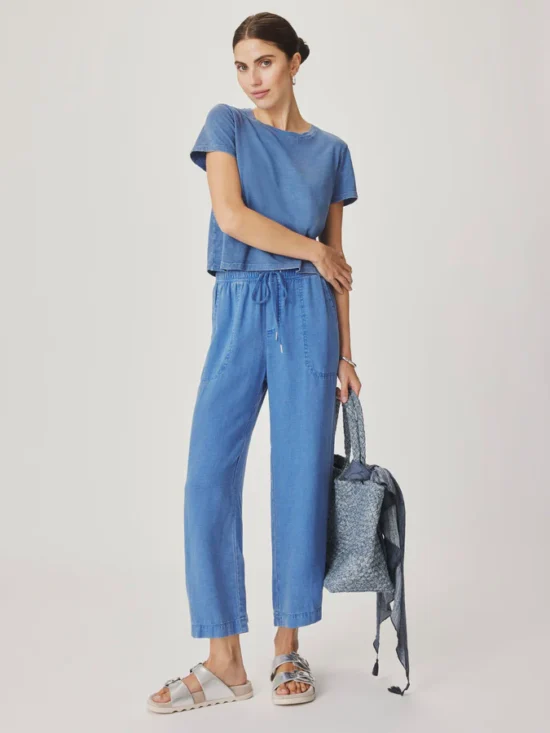 Splendid Angie Crop Wide Leg Pant Perfect Blue