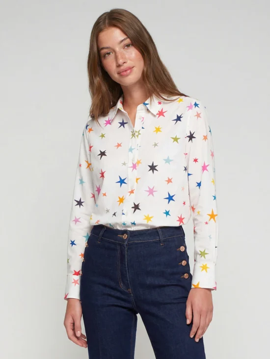 DIDO DONIA WHITE SHIRT WITH MULTICOLORED STAR PRINT 1