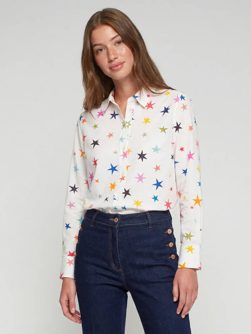 DIDO DONIA WHITE SHIRT WITH MULTICOLORED STAR PRINT 1